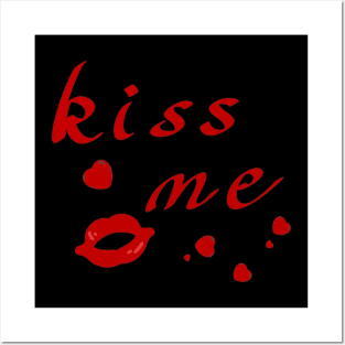 Kiss Me Hearts And Lips Posters and Art